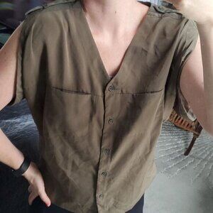 H&M Olive Satiny Top